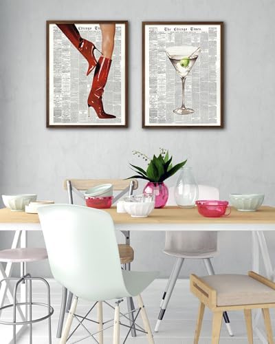 EcoHest 12x16 in Red Boots Newspaper Framed Wall Art