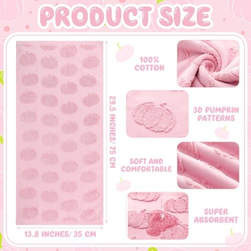 Mindsoft 2 Pcs Fall Hand Towels 3D Pumpkin Jacquard,Pink