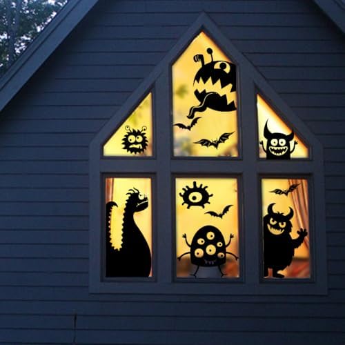 Large Halloween Window Clings Decorations Halloween Window Silhouette Decorations Scary Monster Silhouette Giant Halloween Stickers
