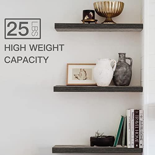 QEEIG Bathroom Long Floating Shelves for Wall (Grey, Set of 2, 23.6")