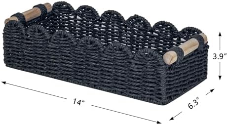 Toilet Paper Storage Basket Scalloped Edge Home Decor Basket / Black / 14 x 6.3 x 3.9 / M - In