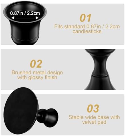 zeochyni 24 Pcs Black Taper Candle Holders Bulk for Wedding, Party Decor