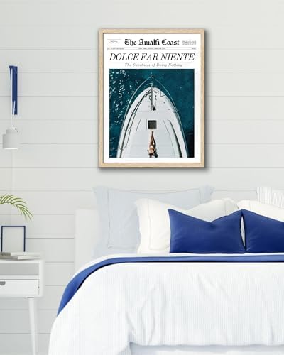 EcoHest 16x20 in Dolce Far Niente Newspaper Framed Wall Art