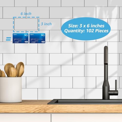 . x . Stick on Subway Tile / Glossy White / 3 x 6
