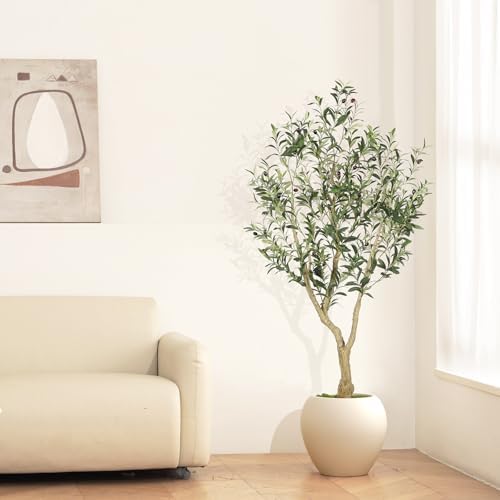 LYERSE Olive Tree 5ft with Large Olive Branches and Lifelike Fruits