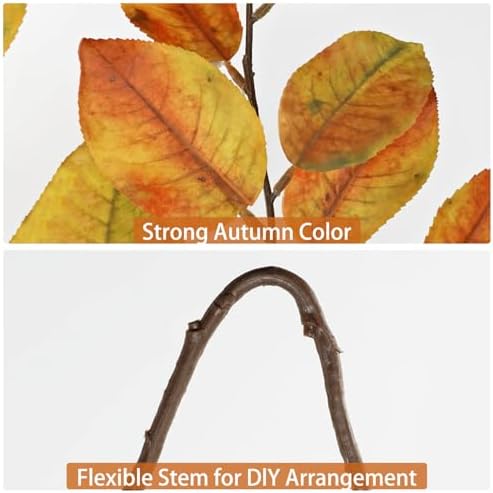 41 inch Artificial Fall Leaves Stem Yellow Fake Autumn Foliage Branches