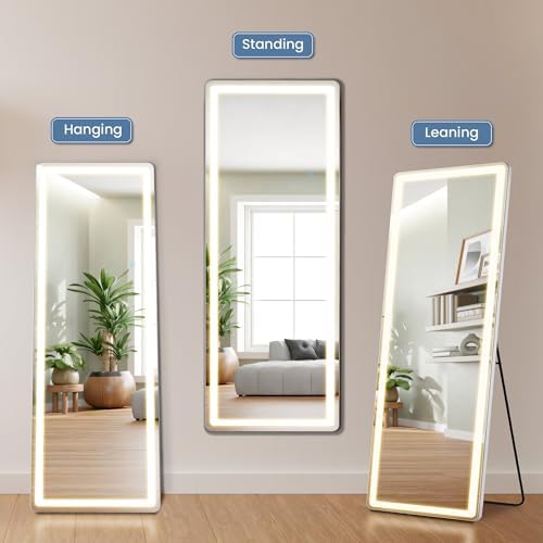 21"x64" LED Full Length Mirror with Stand, Full Body Wall Mirror