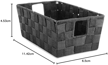 Small Woven Storage Baskets / 11.42 x 6.5 x 4.53 / Black