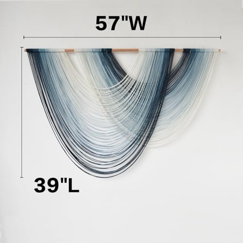 Macrame Wall Hanging Large handmade Navy Blue Ombre Fiber Art 57"W*39"L