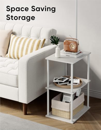 PARTPHONER Floor Lamp with Table, Night Stand with Lamp, Narrow Side Table with 3CCT LED Bulb, Small Coffee Table