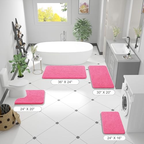 OLANLY Large Bathroom Rugs 40x32, Extra Soft Absorbent Chenille Bath Rugs