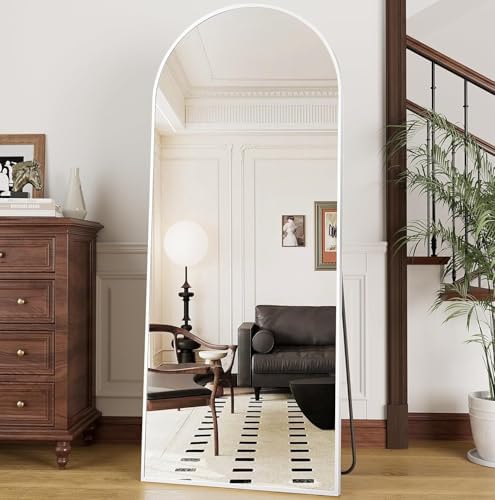 Prywot Arched Full Length Mirror, 70"x26" Free Standing Floor Mirror, White
