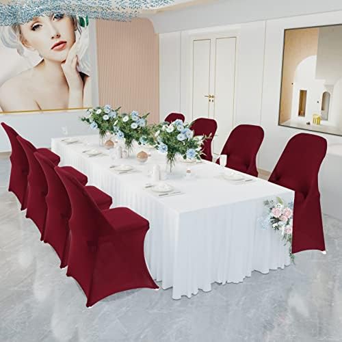 HAINARverS Stretch Spandex Folding Chair Covers, Burgundy, 30 PCS