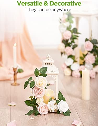 InnoGear Fake Roses 50 Pcs White Flowers Artificial Faux Foam Floral Decor