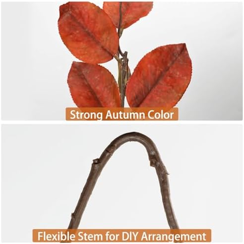 41 inch Artificial Fall Leaves Stem Fake Orangre Autumn Foliage Branches