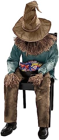 Spirit Halloween 4 Ft 6 In Scary Sitting Scarecrow Animatronic, Multicolor