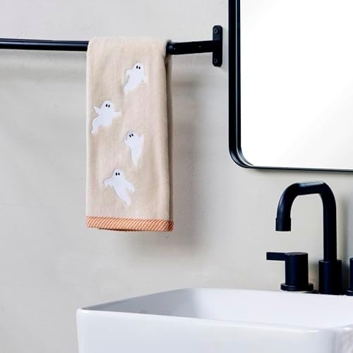 SKL Home Halloween Tossed Ghosts Hand Towel Set-2pc, 100% Cotton, Taupe