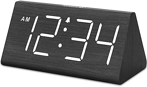 DreamSky Wooden Digital Alarm Clock for Bedroom Living Room, Large Numbers