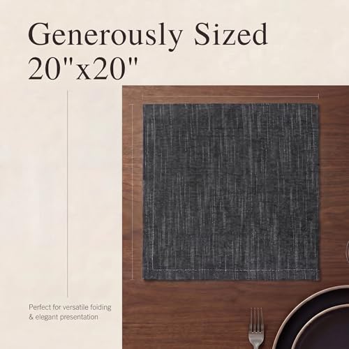 Urban Villa Cloth Napkins Cotton 20x20 (Set of 12) Black/White