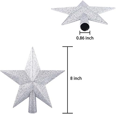 8 Inches Christmas Tree Top Crown Glitter Star Decoration (Silvery)
