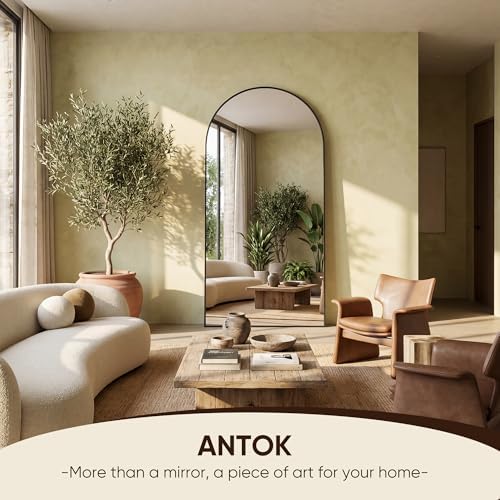 Antok 71" x32” Arched Full Length Mirror, Floor Mirror with Stand,Black