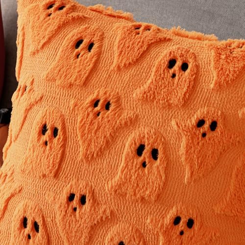 MIULEE Orange Halloween Pillow Covers Cute Ghost Fall Decor 20x20