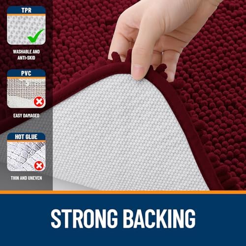 OLANLY Toilet Rugs U-Shaped 24x24, Soft Absorbent Chenille Contour Rugs
