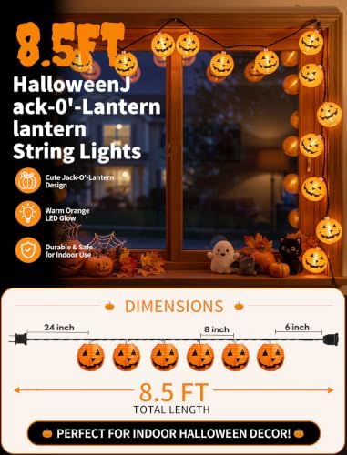 Pumpkin Lantern 8.5FT 10 Pumpkin String Lights for Halloween Decor