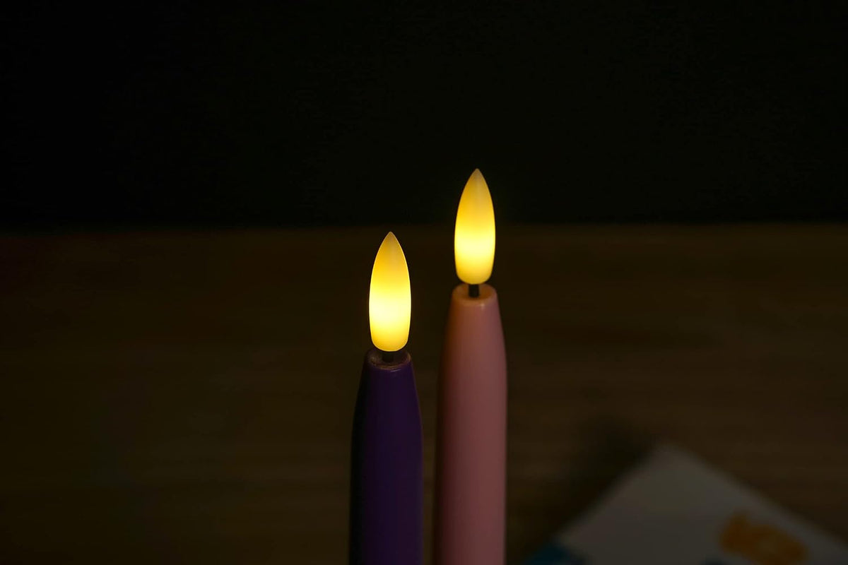 Stmarry Flameless Advent Candles, Set of 4 - Flickering LED Flame, 11 Inch Taper Candlesticks, Remote Controlled
