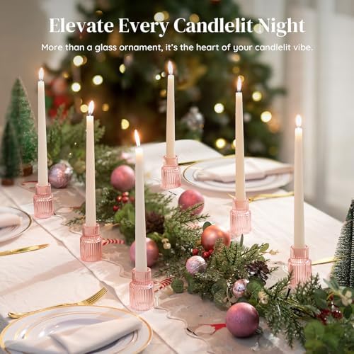Glasseam Taper Candle Holders Bulk: 20 Pcs Small Candlestick for Christmas