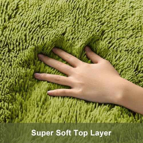 Ophanie Green Rugs for Living Room 5x8, Grass Shag Fluffy Large Fuzzy Plush Soft Carpets,Floor Shaggy Area Rugs for