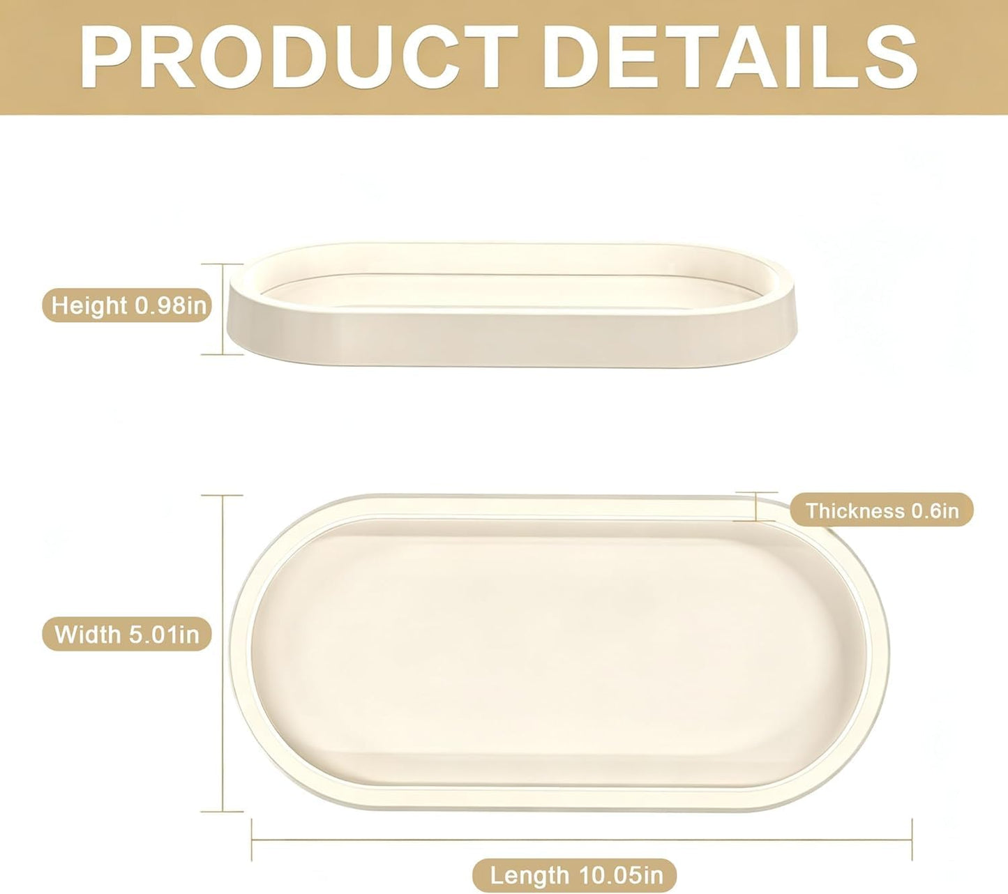 Soap Tray / Vanity Tray / 10.1 x 5 x 1 / Beige