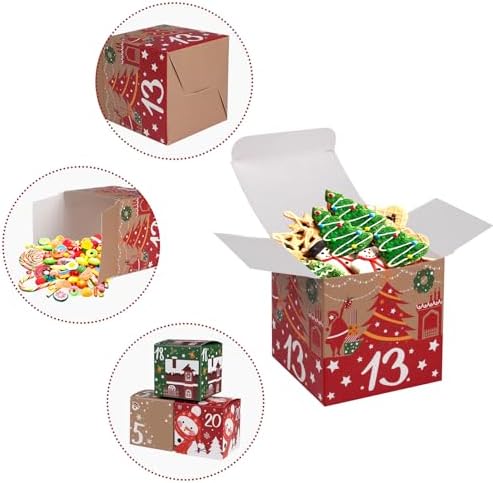 ONESING 24 Pcs DIY Christmas Advent Calendar Boxes for 2026, 24 Days Countdown Calendar Gift for Adults and Kids Christmas Cardboard Number Boxes Make & Fill Your Own Advent Calendar Boxes Lovely Xmas Party Present