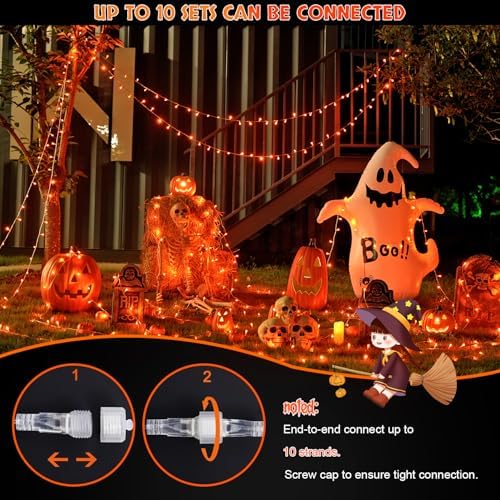 JMEXSUSS 2 Pack Orange Halloween Lights Indoor, Total 200 LED 66FT