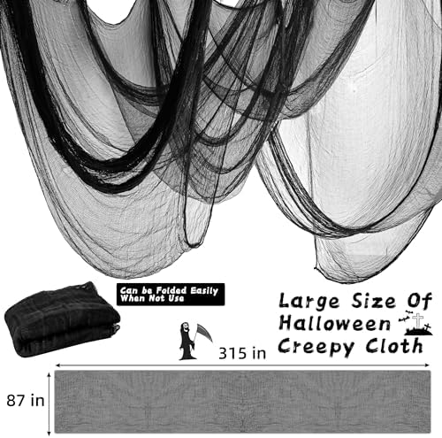 Xgunion Halloween Black Creepy Cloth 315x87 Inch Spooky Decor