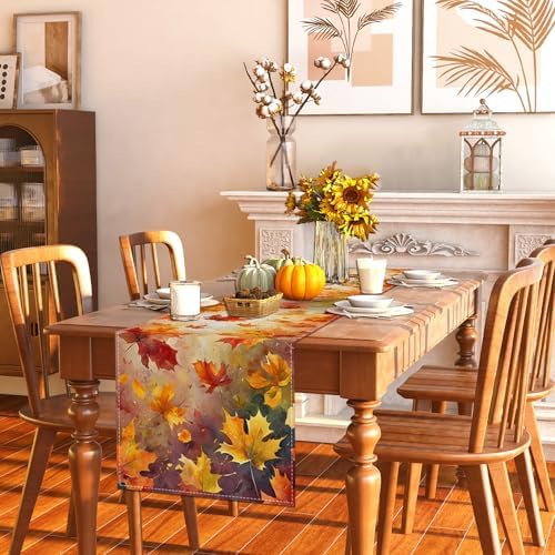 Rvsticty Fall Table Runner,Autumn Thanksgiving Decorations for Home Decor