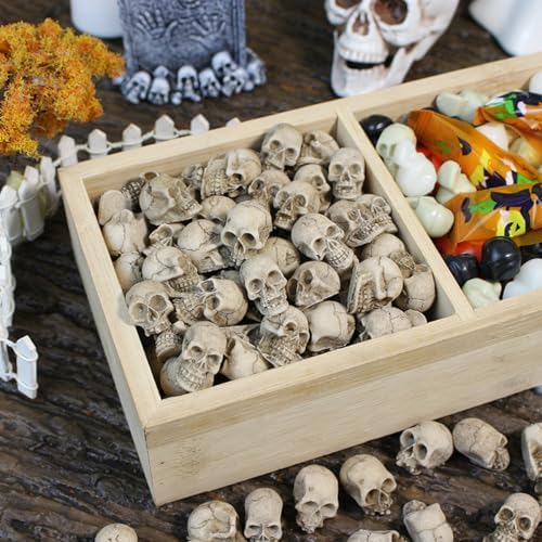 40pcs Mini Skulls Figurine Skeleton Head Miniatures,Tiny Resin Skulls for Crafts Halloween Party Decor, Dollhouse Accessories,Vase Fillers, Cake Topper Plants Outdoor Decoration