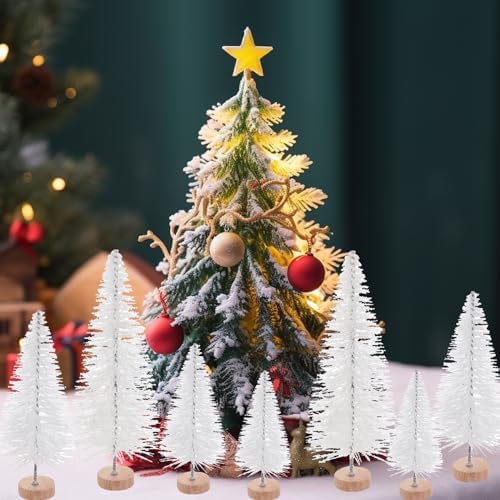 Yookat 40Pcs Artificial Mini Pine Trees Sisal Trees Bottle Brush Trees