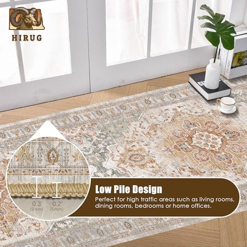 Washable Area Rug 2'6'' x 8' Vintage Traditional Persian Mat - Foldable Distressed Non-Slip Machine Washable Carpet for