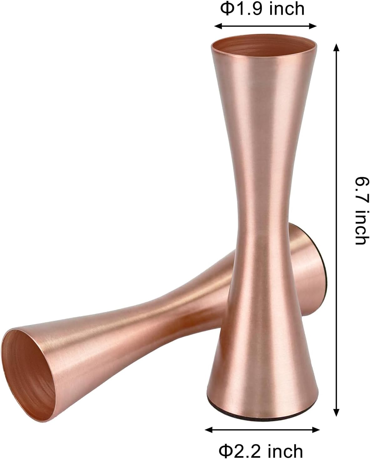 Vixdonos 6.7 inch Brass-Toned Metal Vase Small Flower Vase Set of 2 Modern Decorative Vase for Home Decor, Wedding or