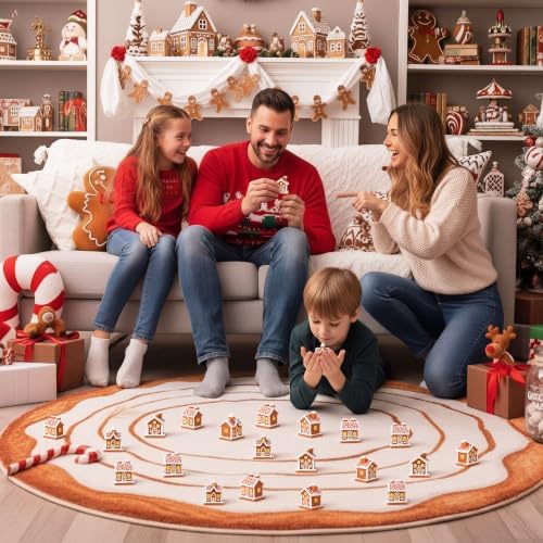 RoundFunny 30 Pcs Miniature Christmas Gingerbread House Resin Village House
