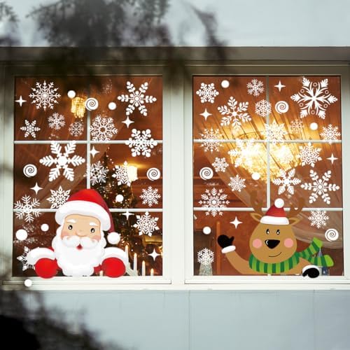 286 PCS Christmas Decorations Snowflake Window Clings Stickers for Glass Xmas Window Decorations