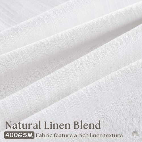 TWODRAPES Snow White Pinch Pleat Semi Sheer Linen Curtains W70xL102 1 Panel