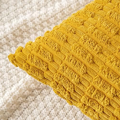 MIULEE Euro Corduroy Decorative Throw Pillow Covers 24x24 Mustard Yellow