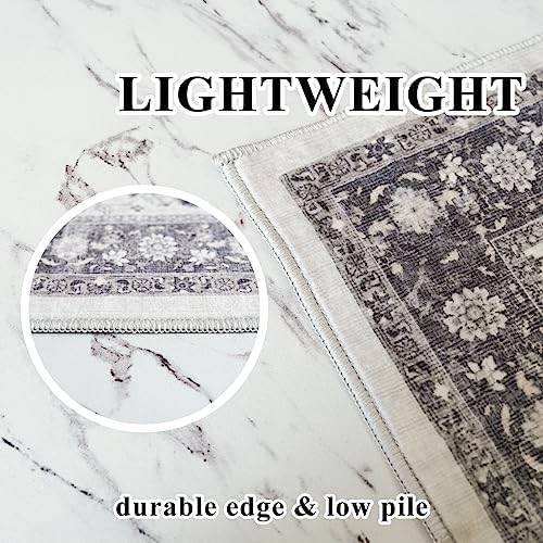 Hallway Washable Runner Rug - 2'6x12 Kitchen Rugs Entryway Rug Runner Vintage Soft Floor Mat Non Slip Indoor Farmhouse