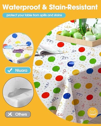 Niuara Birthday Balloon Plastic Table Cloth Disposable, 4 Pack, 54 x 108 in