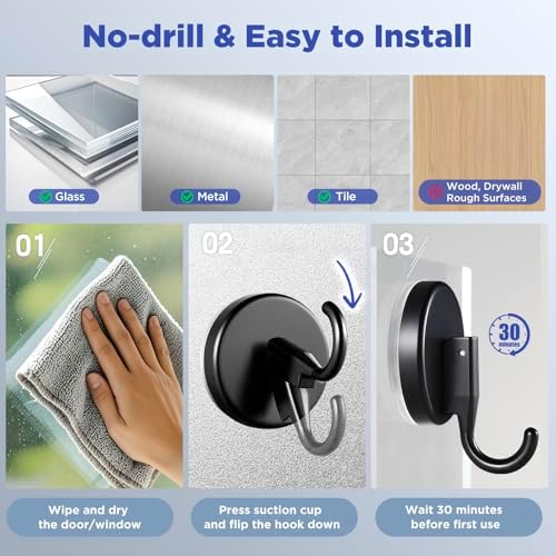 OUTXE Wreath Hanger for Front Door, Upgraded Suction Cup Reef Hook