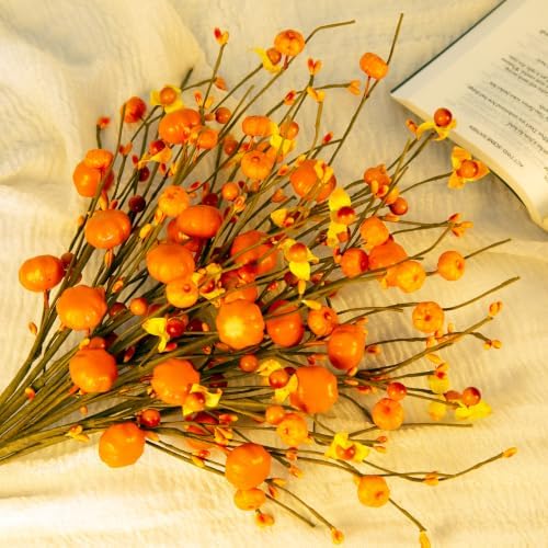 8-Pack Fall Stems Artificial Fall Picks 17" Tall with Mini Pumpkins