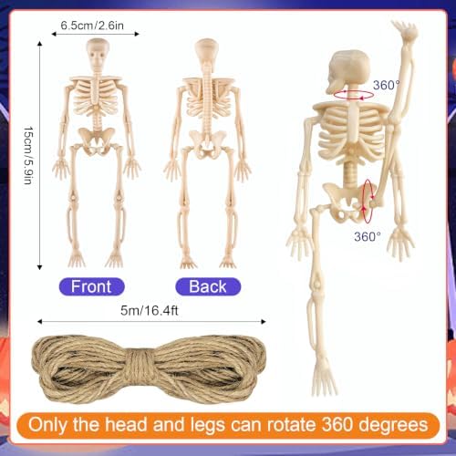 16Pcs 6" Halloween Mini Plastic Skeleton Figurines Decorations Set