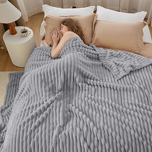Bedsure Soft Queen Size Blanket for Bed Light Grey 90"x90"